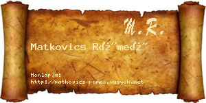 Matkovics Rómeó névjegykártya